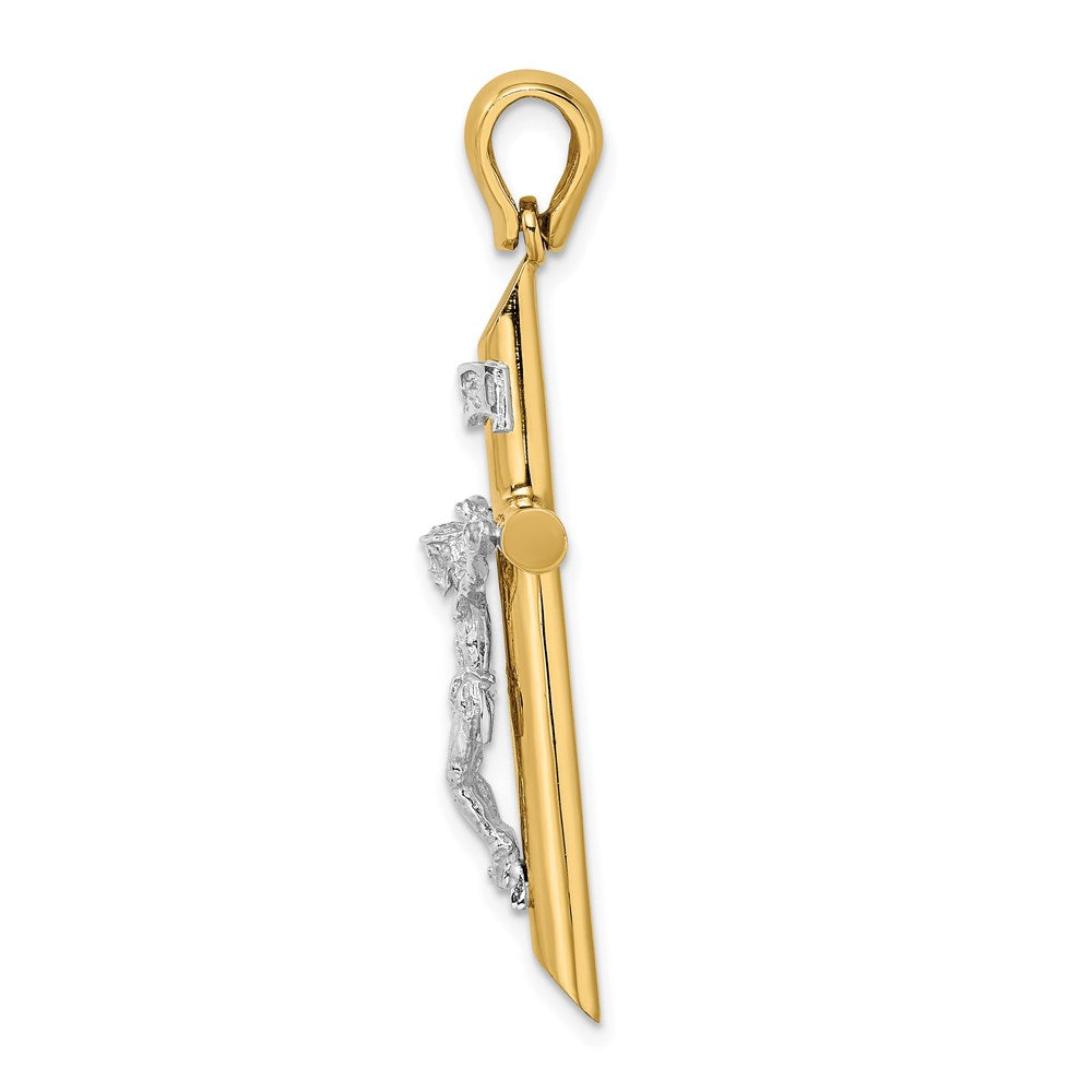 14k Two-tone 22.85 mm Two-tone Polished Crucifix Charm (5.83 grams)