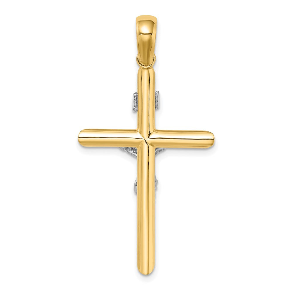 14k Two-tone 22.85 mm Two-tone Polished Crucifix Charm (5.83 grams)