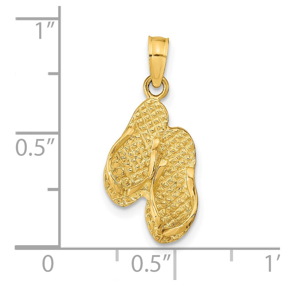 14k Yellow Gold 23 mm ST. GEORGE ISLAND Reversible Flip Flops Pendant (1.26 grams)