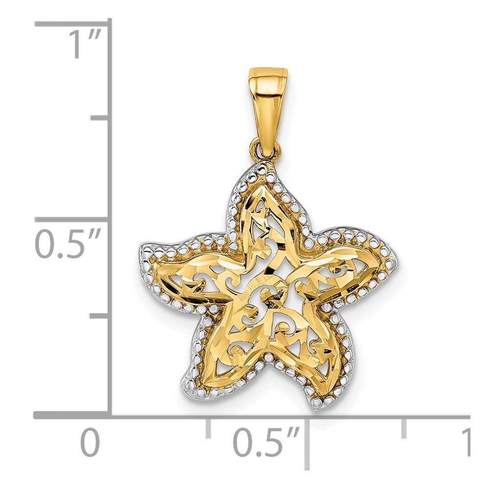 14k Yellow & Rhodium 18.02 mm  Starfish Pendant (2.14 grams)