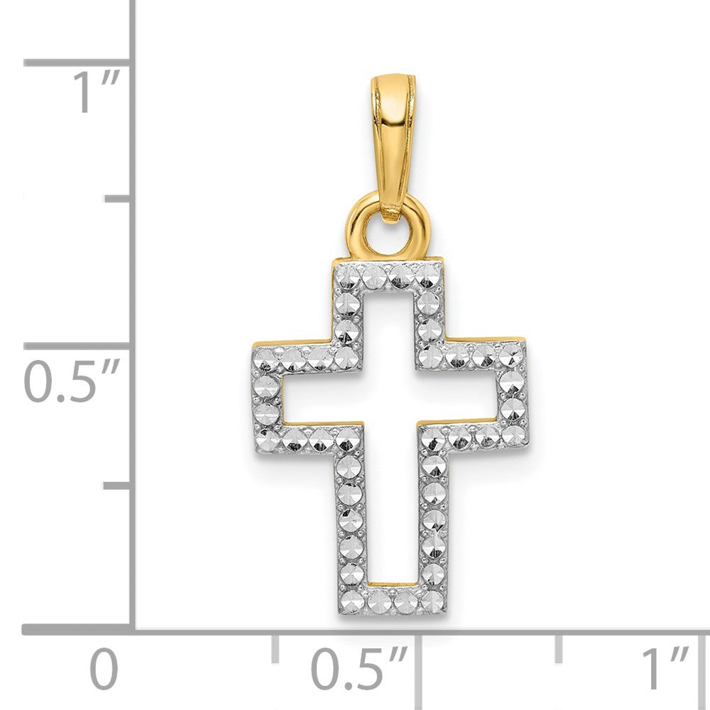 14k Yellow & Rhodium 12.46 mm  D/C Cross Pendant (1.79 grams)