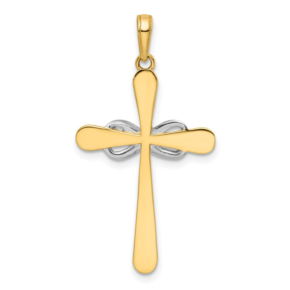 14k Yellow & Rhodium 19.79 mm  D/C Cross & Infinity Pendant (1.97 grams)