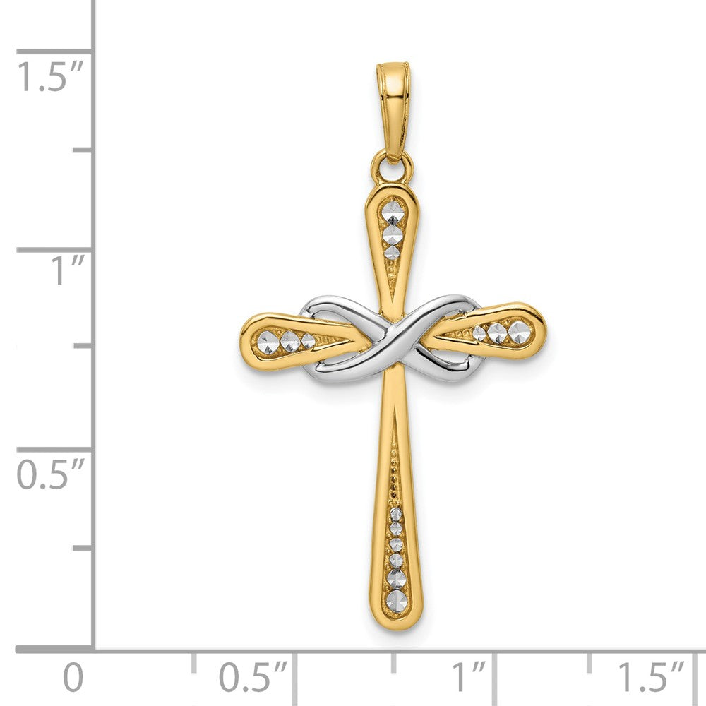 14k Yellow & Rhodium 19.79 mm  D/C Cross & Infinity Pendant (1.97 grams)