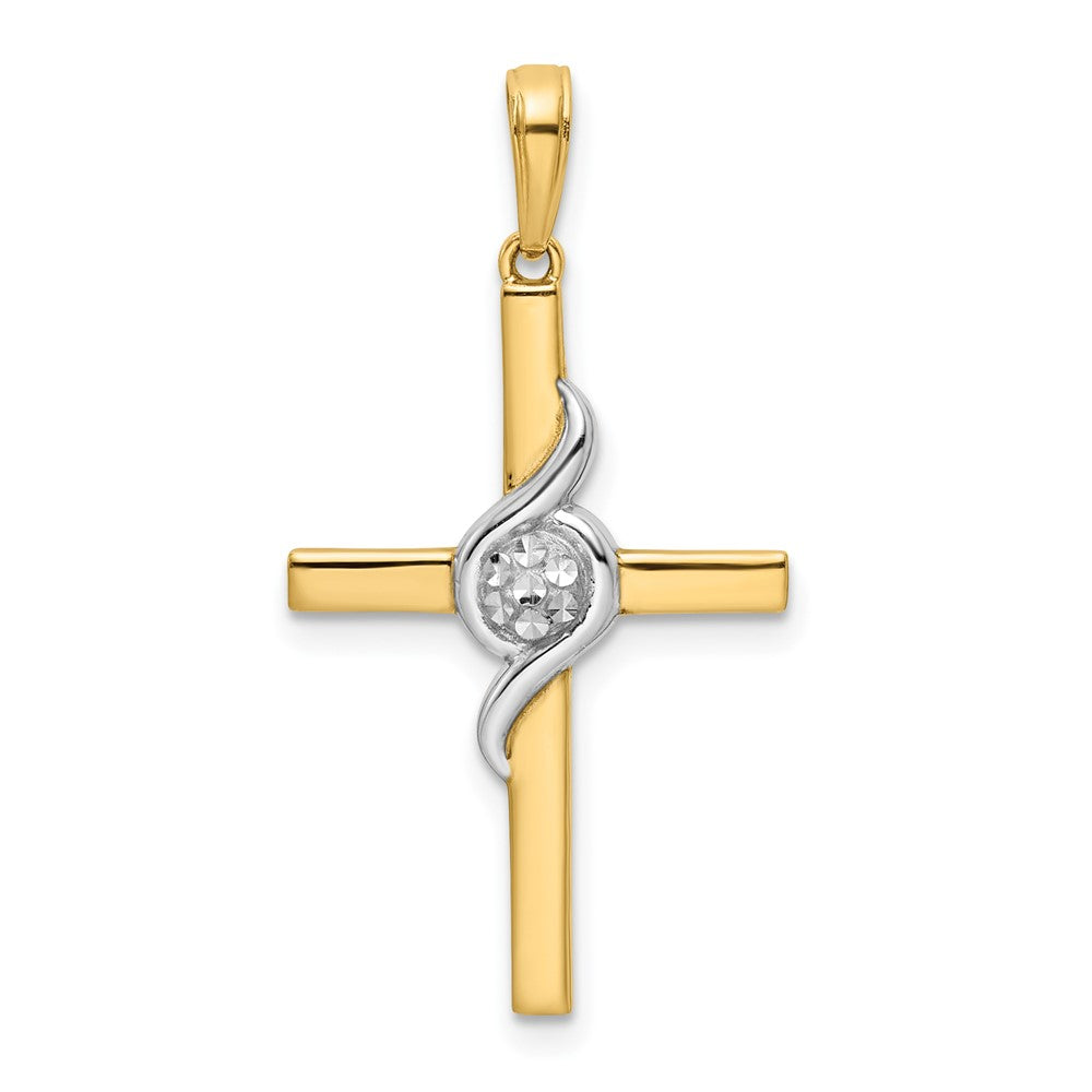 14k Yellow & Rhodium 17.47 mm  D/C Cross Pendant (1.87 grams)