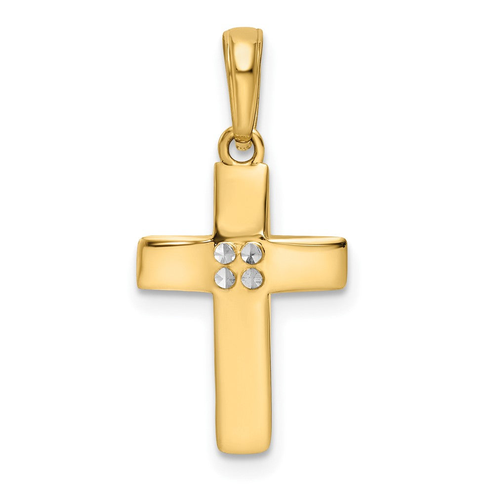 14k Yellow & Rhodium 12 mm  D/C Cross Pendant (1.1 grams)