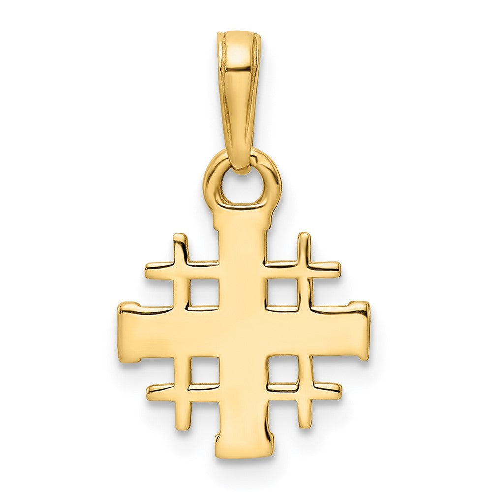 14k Yellow & Rhodium 12.29 mm  D/C Jerusalem Cross Pendant (1.12 grams)