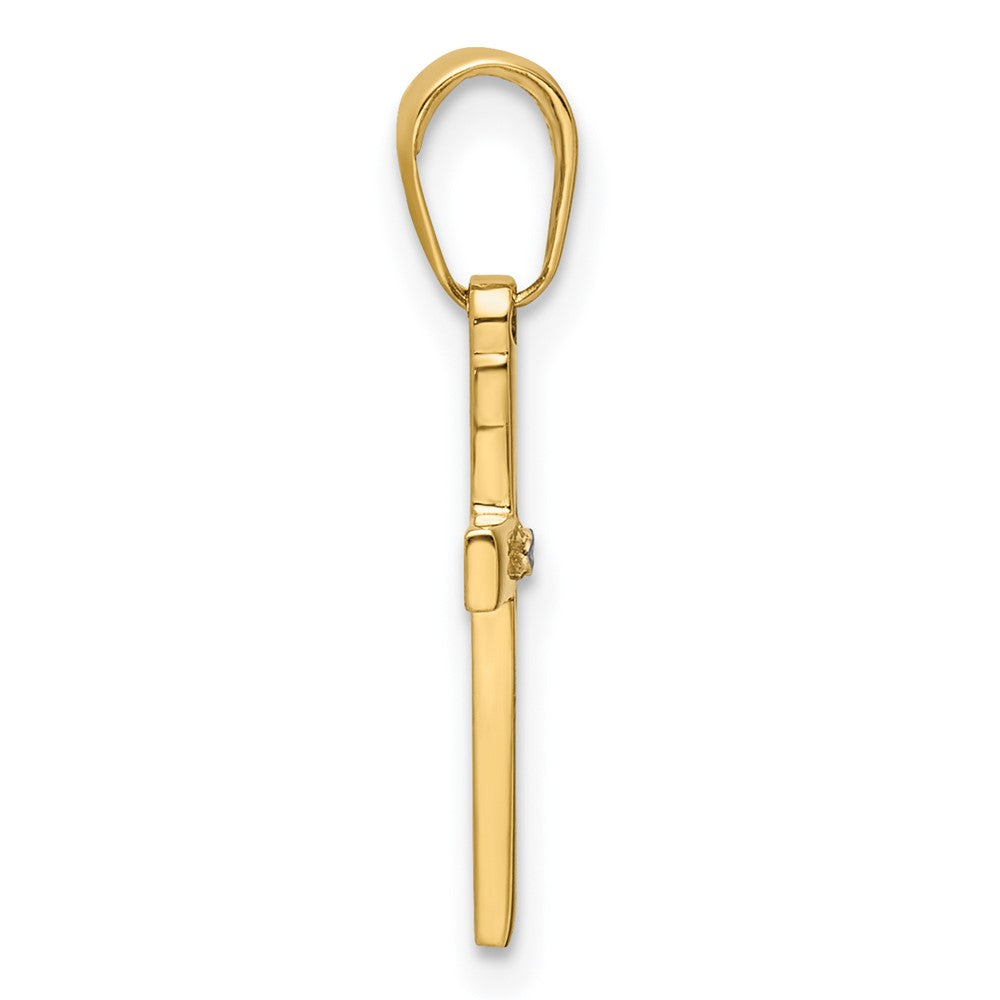 14k Yellow & Rhodium 9.73 mm  D/C Cross Pendant (0.88 grams)