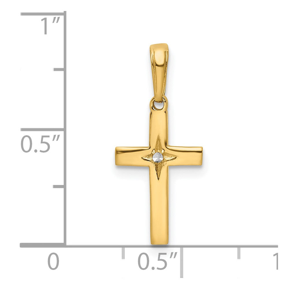 14k Yellow & Rhodium 9.73 mm  D/C Cross Pendant (0.88 grams)