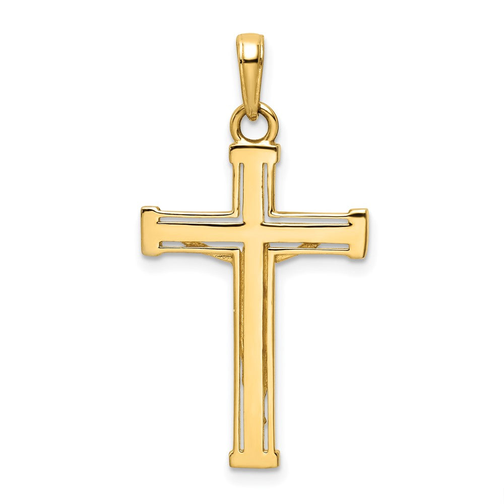 14k Yellow & Rhodium 18.26 mm  D/C Crucifix Pendant (2.53 grams)