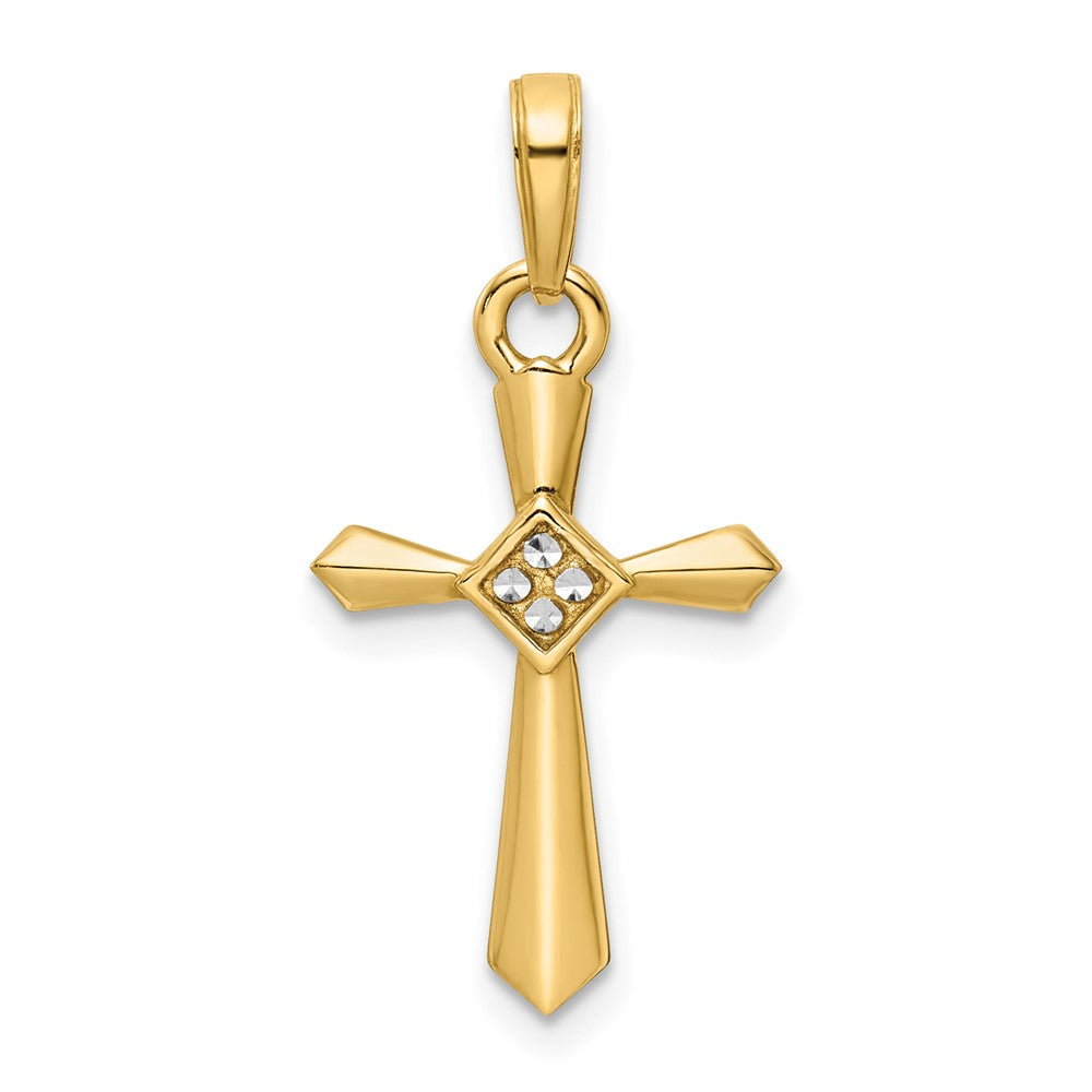 14k Yellow & Rhodium 13.71 mm  D/C Cross Pendant (1.15 grams)