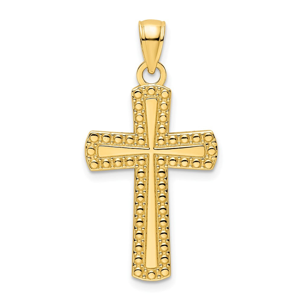 14k Yellow Gold 17.5 mm Polished Beaded Cross Pendant (2.27 grams)
