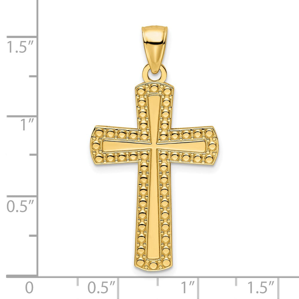 14k Yellow Gold 20.75 mm Polished Beaded Cross Pendant (3.11 grams)