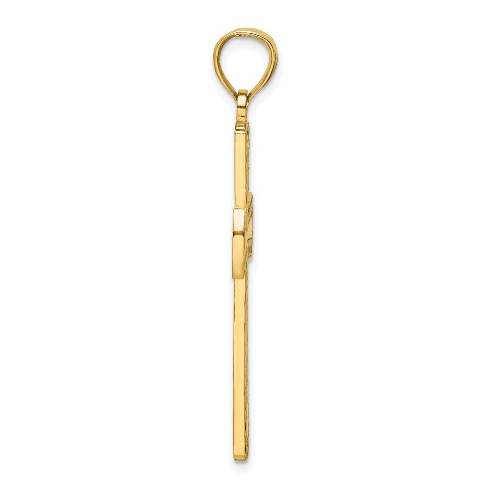 14k Yellow Gold 25 mm Polished Beaded Cross Pendant (3.95 grams)