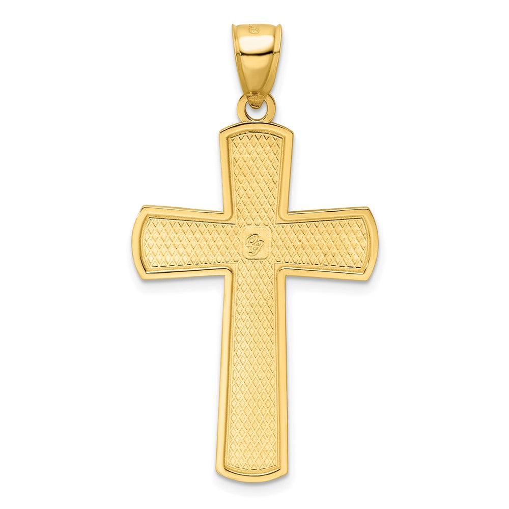 14k Yellow Gold 25 mm Polished Beaded Cross Pendant (3.95 grams)