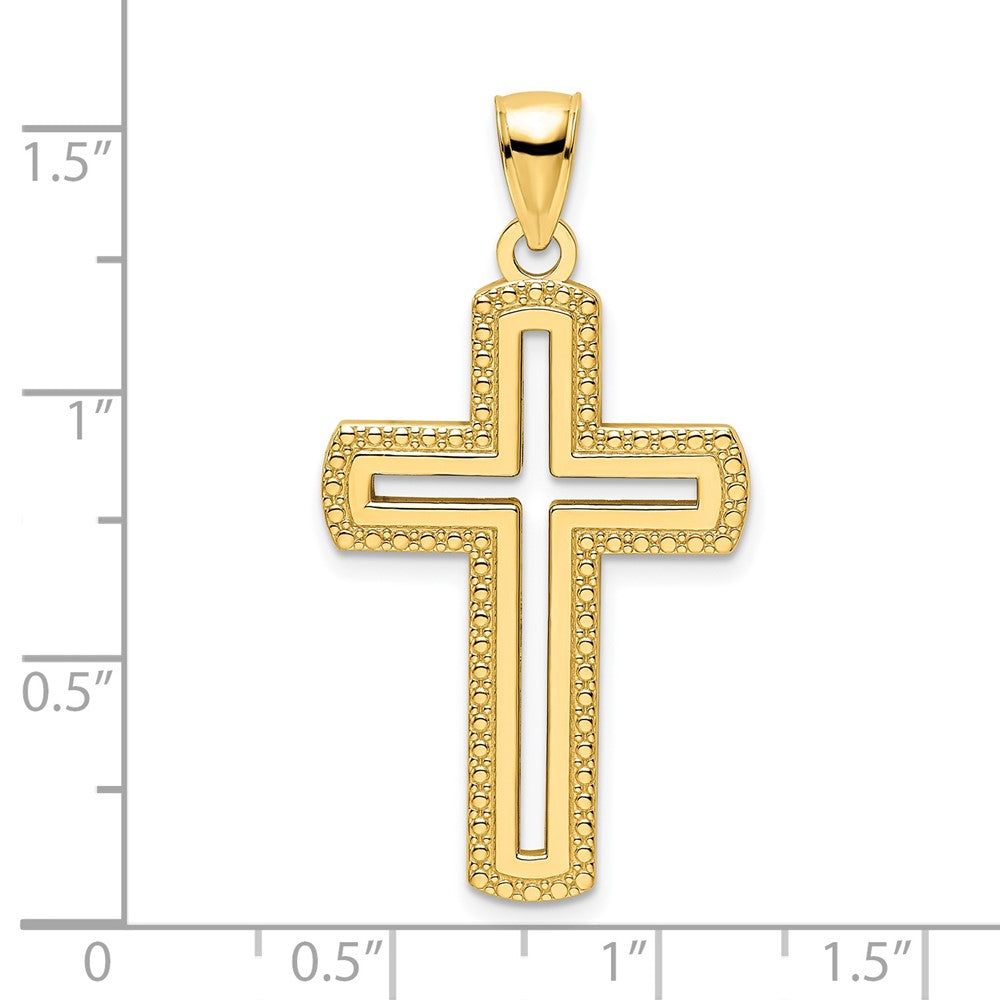 14k Yellow Gold 21 mm Polished Beaded Cross Pendant (3.13 grams)
