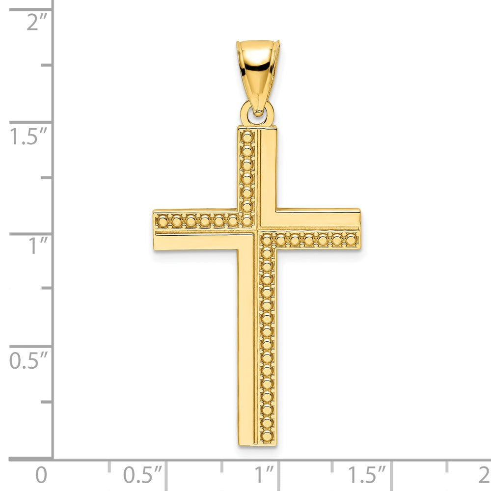 14k Yellow Gold 23.5 mm Polished Beaded Cross Pendant (3.76 grams)