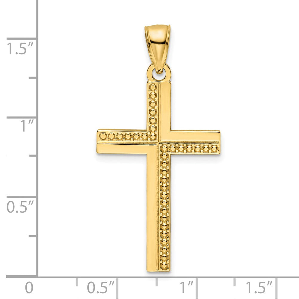 14k Yellow Gold 19.8 mm Polished Beaded Cross Pendant (2.5 grams)