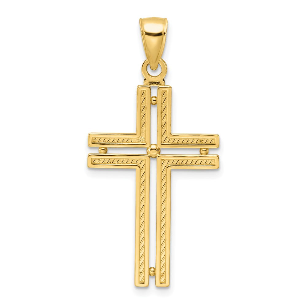 14k Yellow Gold 19.7 mm Polished Beaded Cross Pendant (2.87 grams)