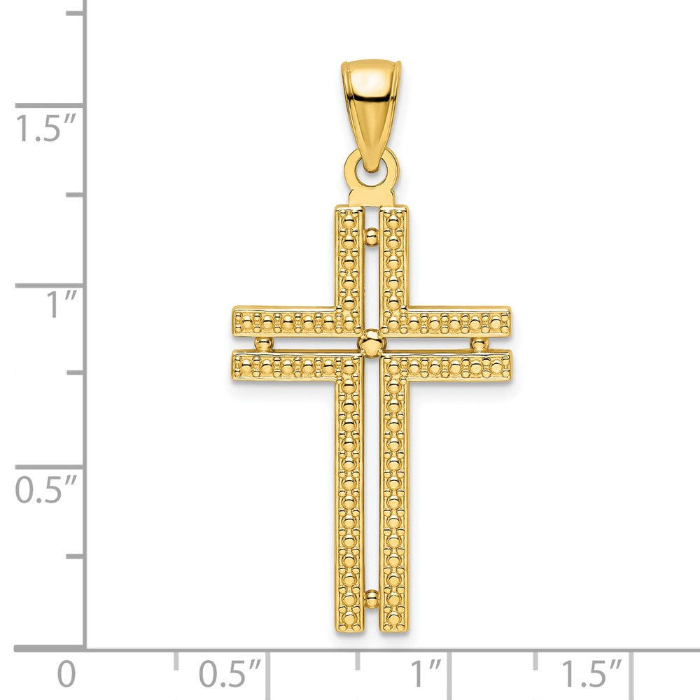 14k Yellow Gold 19.7 mm Polished Beaded Cross Pendant (2.87 grams)