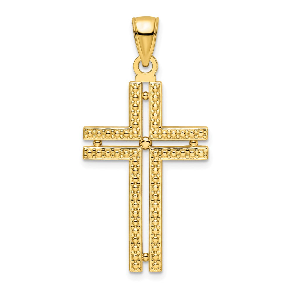 14k Yellow Gold 19.7 mm Polished Beaded Cross Pendant (2.87 grams)