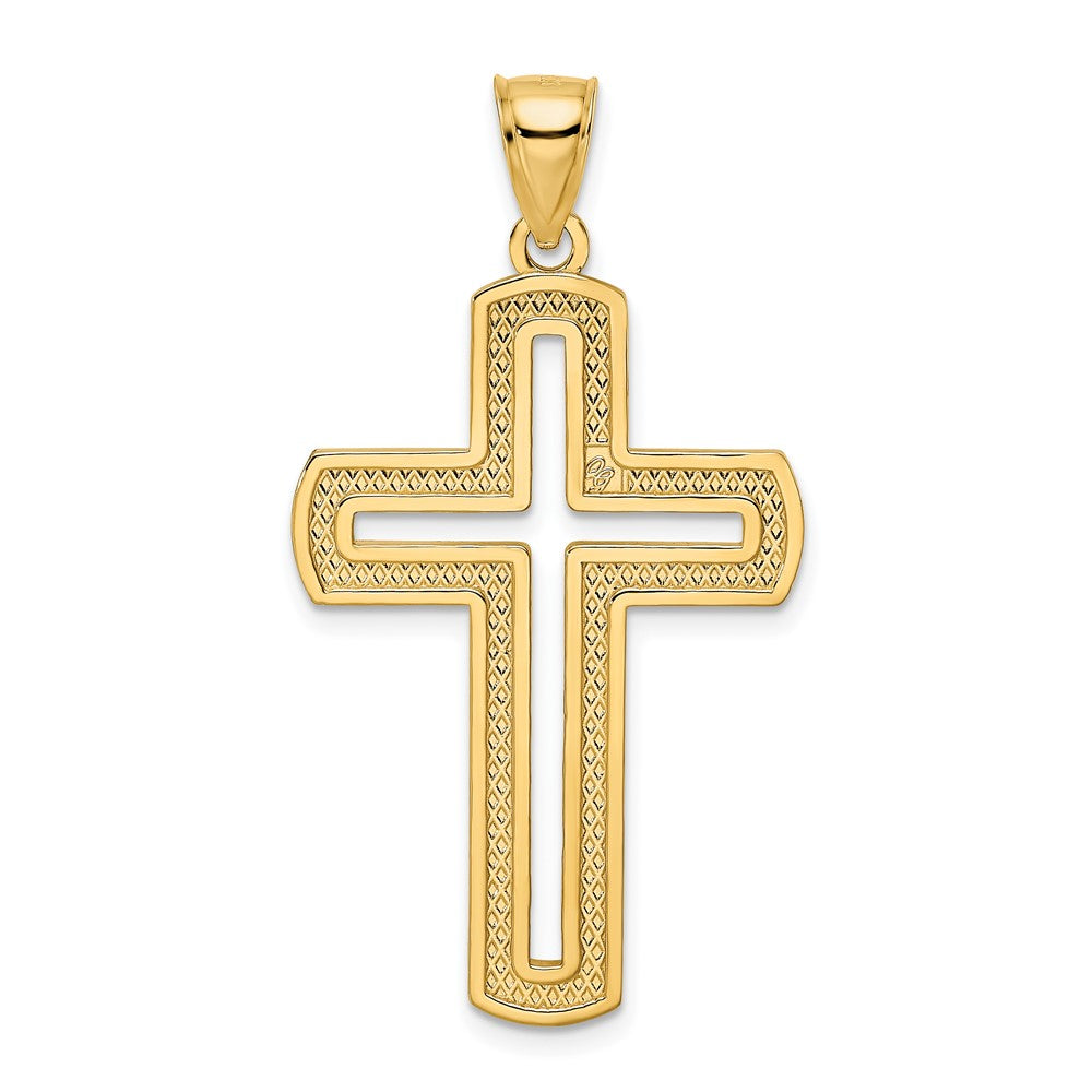 14k Yellow Gold 23.86 mm Beaded & Polished Cross Pendant (4.65 grams)