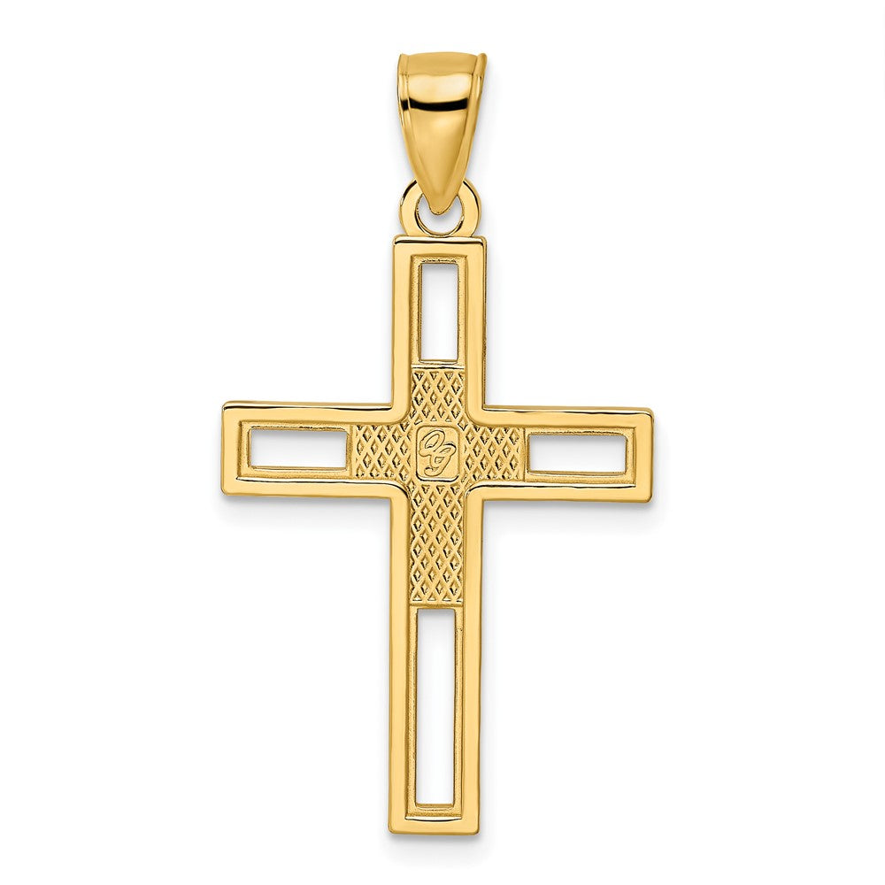 14k Yellow Gold 20 mm Beaded & Polished Double Cross Pendant (2.49 grams)