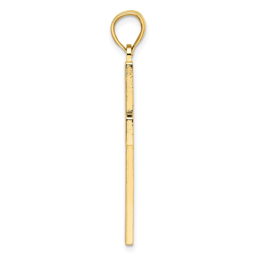 14k Yellow Gold 24.06 mm Beaded & Polished Double Cross Pendant (3.4 grams)