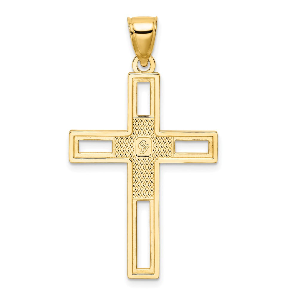 14k Yellow Gold 24.06 mm Beaded & Polished Double Cross Pendant (3.4 grams)