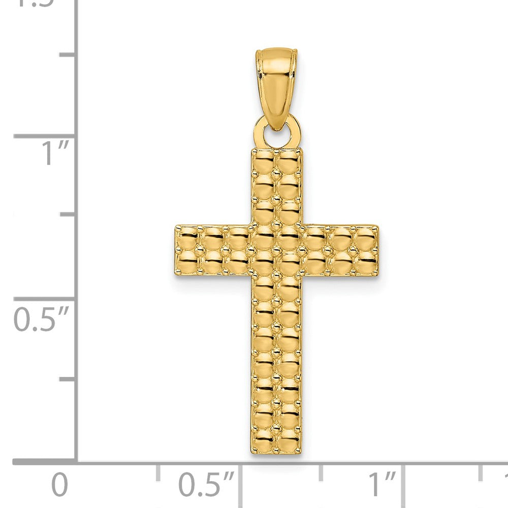 14k Yellow Gold 16 mm Polished & Textured Cross Pendant (2.04 grams)