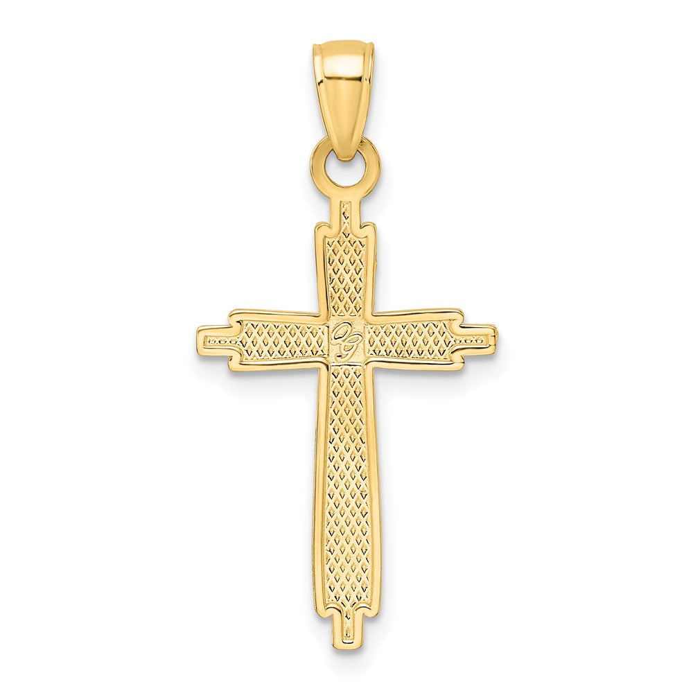 14k Yellow Gold 16 mm Polished & Textured Fancy Cross Pendant (1.63 grams)