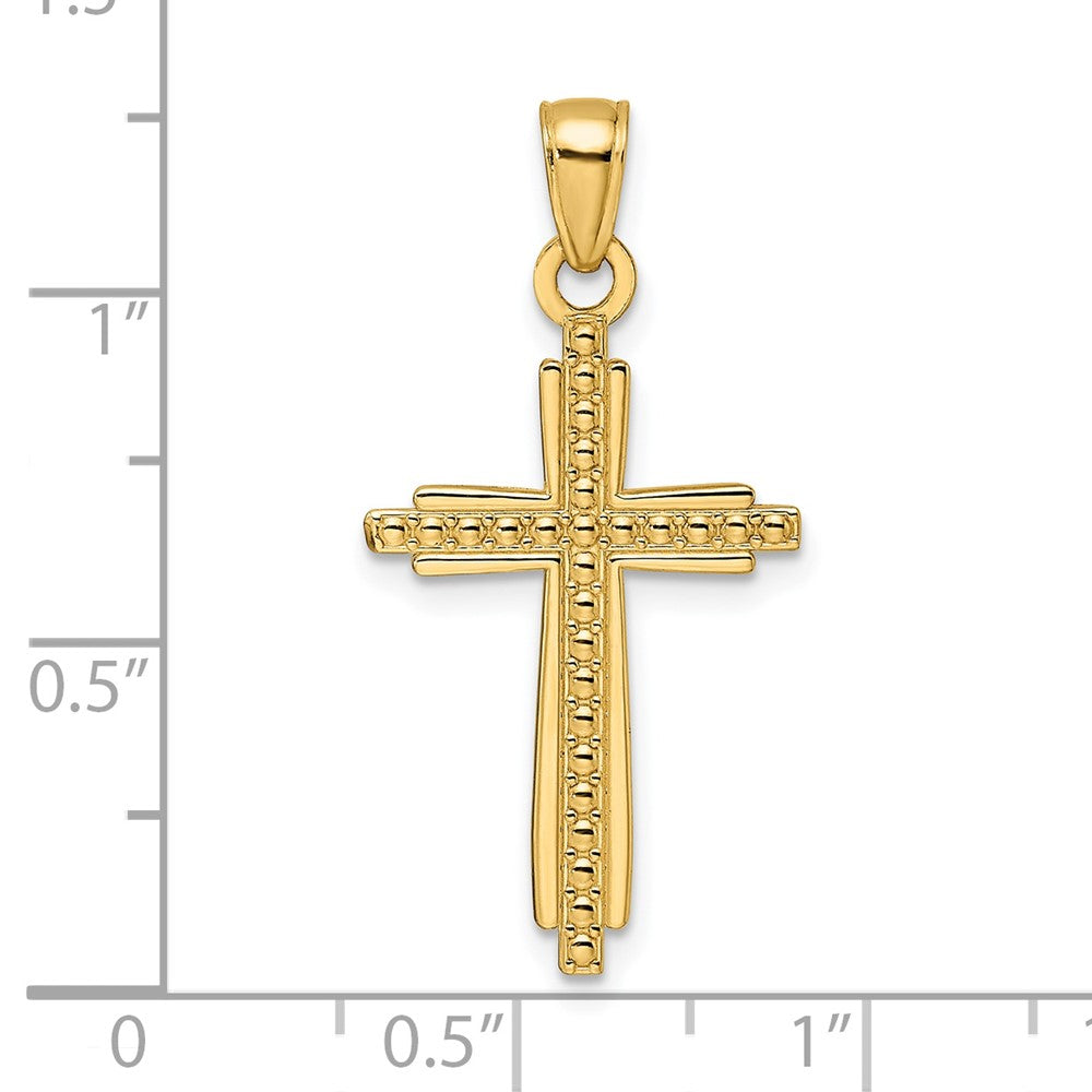 14k Yellow Gold 16 mm Polished & Textured Fancy Cross Pendant (1.63 grams)