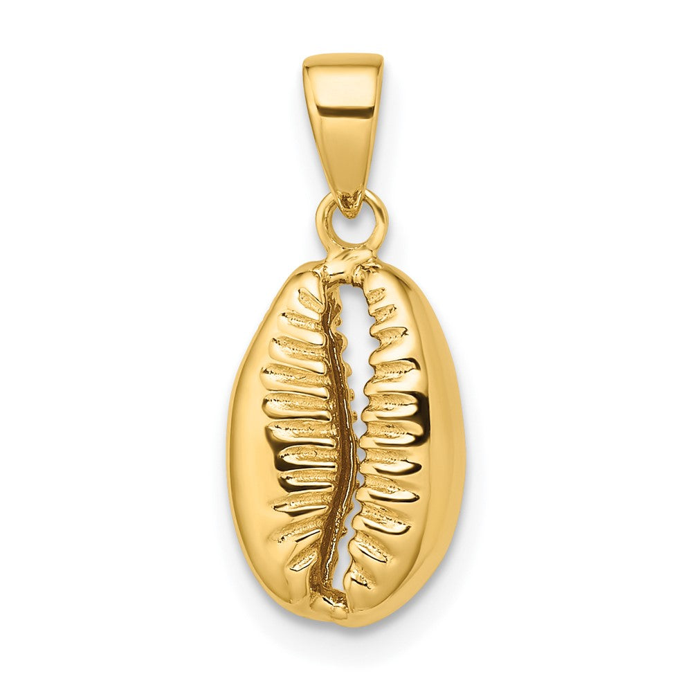 14k Yellow Gold 9 mm Polished 3D Crowrie Shell Pendant (1.83 grams)