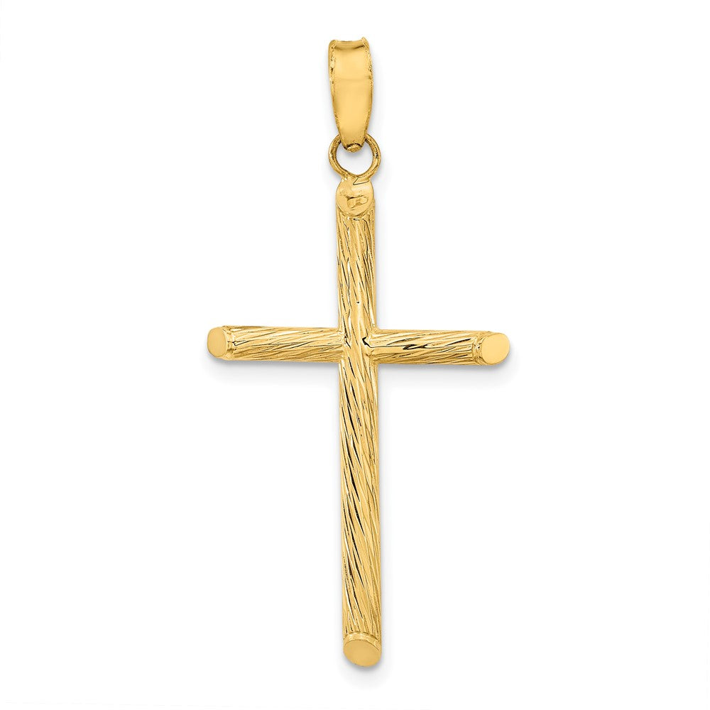 14k Yellow Gold 18.22 mm Polished & Textured Fancy Cross Pendant (0.96 grams)