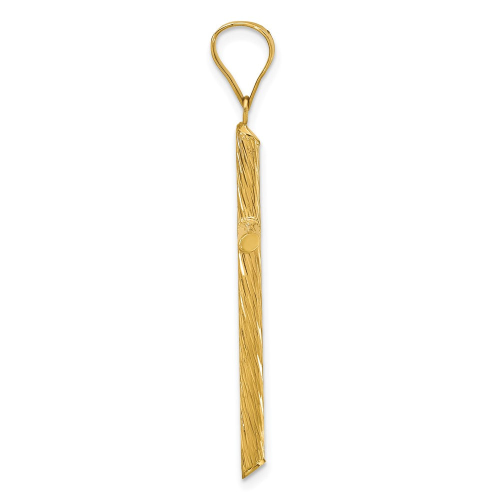 14k Yellow Gold 22 mm Polished & Textured Fancy Cross Pendant (1.43 grams)