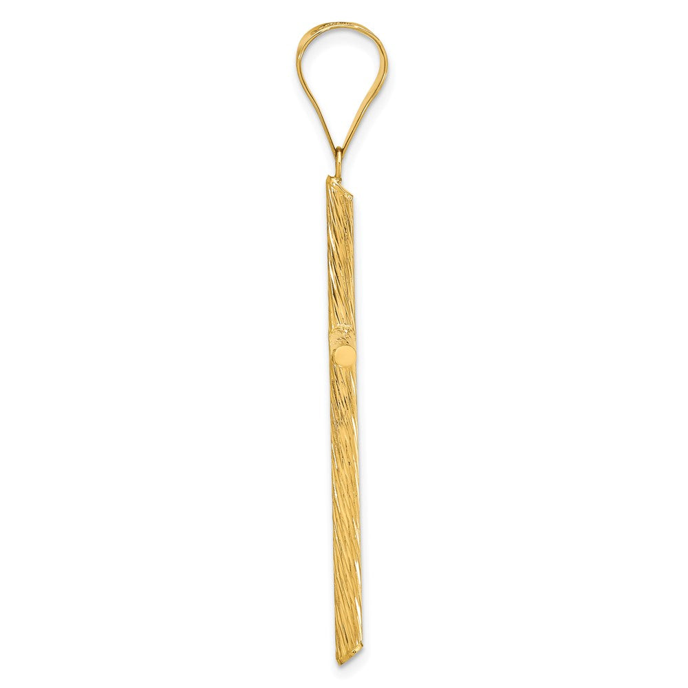 14k Yellow Gold 27.7 mm Polished & Textured Fancy Cross Pendant (1.43 grams)