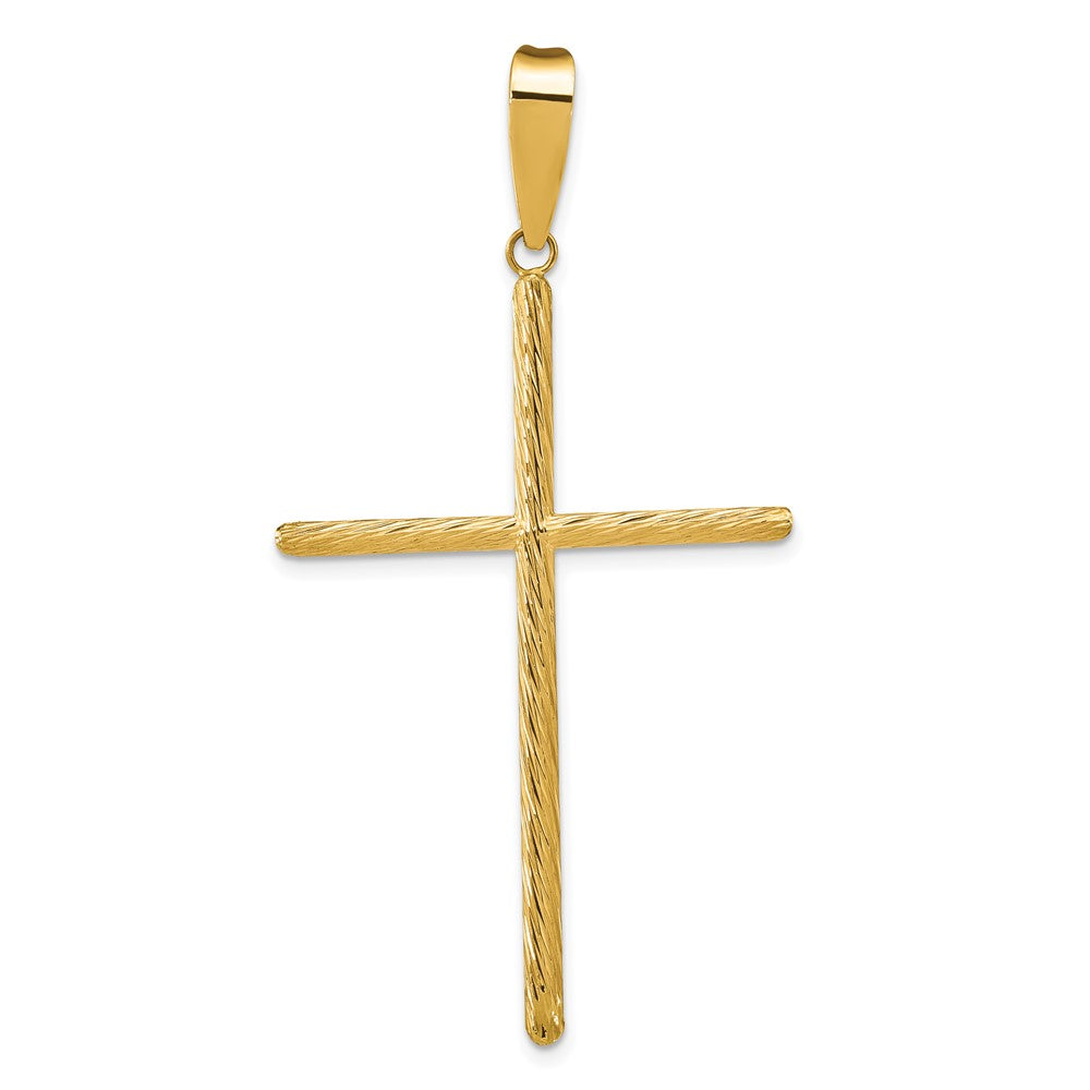 14k Yellow Gold 31.22 mm Polished & Textured Fancy Cross Pendant (1.59 grams)