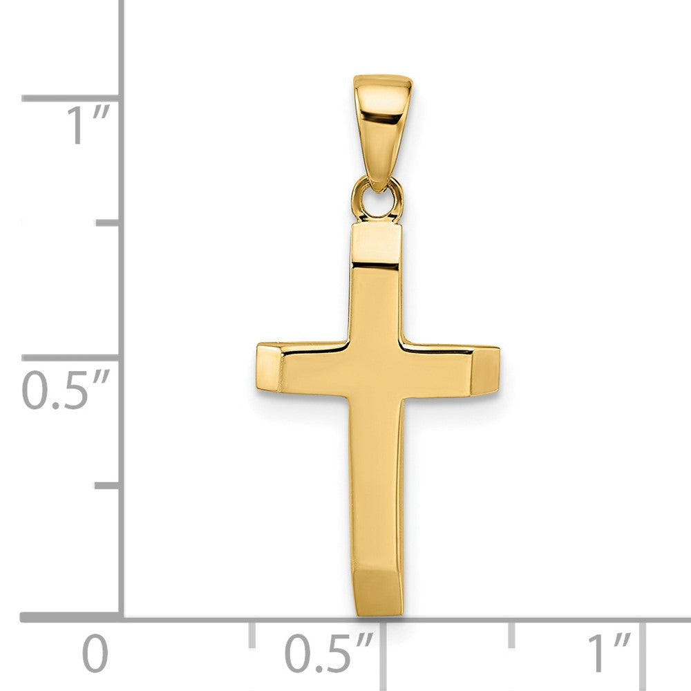 14k Yellow Gold 12.06 mm Polished Tapered Ends Hollow Cross Pendant (1.41 grams)