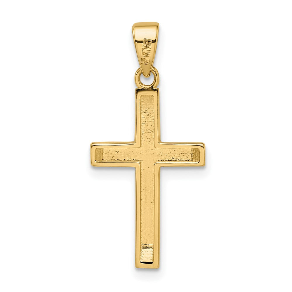 14k Yellow Gold 12.3 mm Satin/Polished Beveled Small Latin Cross Pendant (1.32 grams)