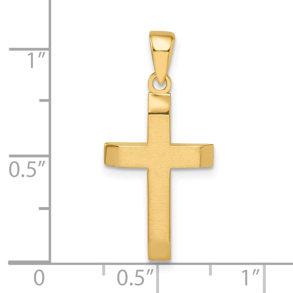 14k Yellow Gold 12.3 mm Satin/Polished Beveled Small Latin Cross Pendant (1.32 grams)