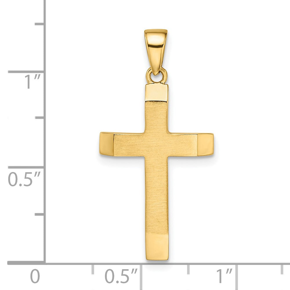 14k Yellow Gold 14.6 mm Satin/Polished Beveled Medium Latin Cross Pendant (1.58 grams)