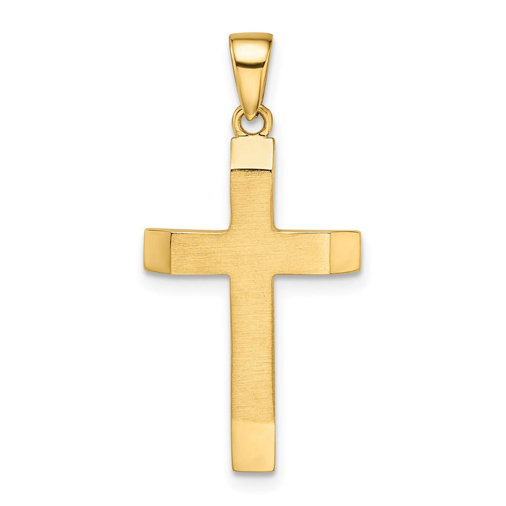 14k Yellow Gold 14.6 mm Satin/Polished Beveled Medium Latin Cross Pendant (1.58 grams)