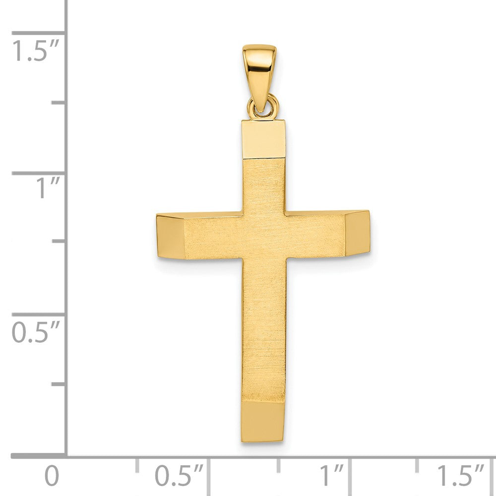 14k Yellow Gold 18.7 mm Satin/Polished Beveled Large Latin Cross Pendant (1.92 grams)