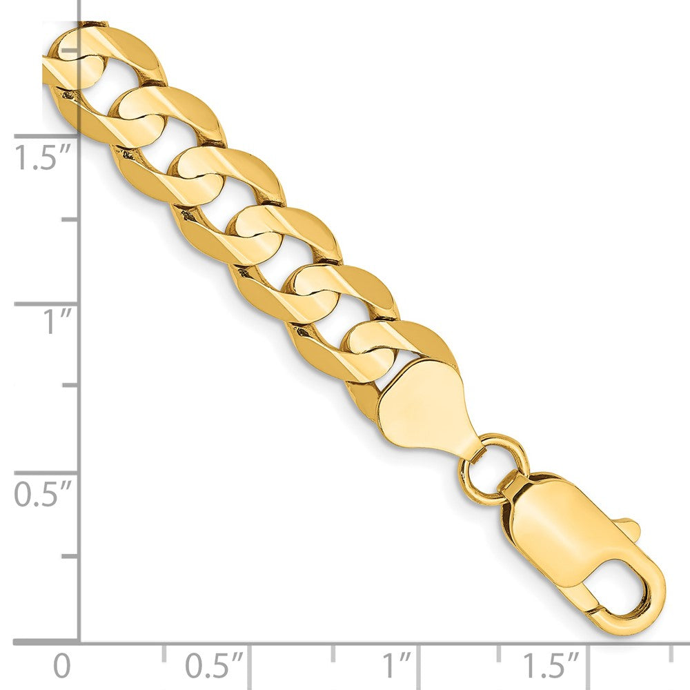 14k 7.5mm Open Concave Curb Chain Bracelet (12.50 grams)