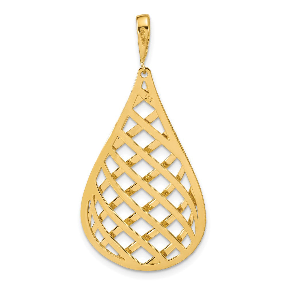 Leslie's 14K Polished and Diamond-cut Teardrop Pendant (2.3 grams)