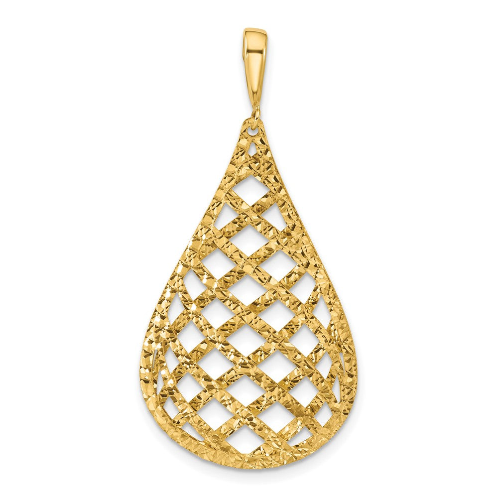 Leslie's 14K Polished and Diamond-cut Teardrop Pendant (2.3 grams)