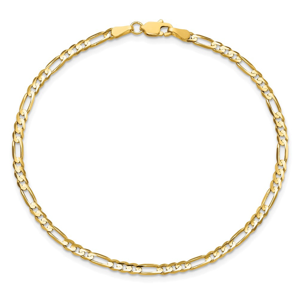 14k 3mm Concave Open Figaro Chain Bracelet (2.45 grams)