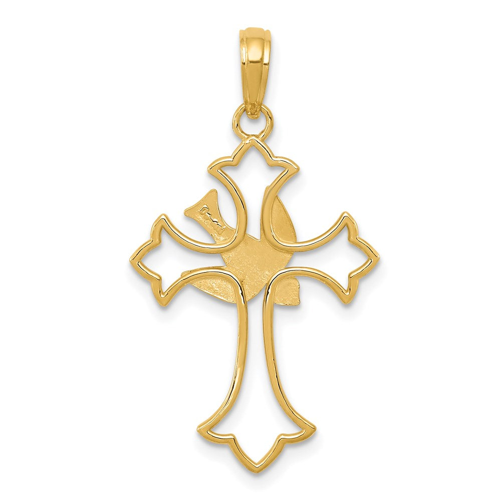 14k Yellow Gold 18 mm Dove Cross Pendant (1.14 grams)