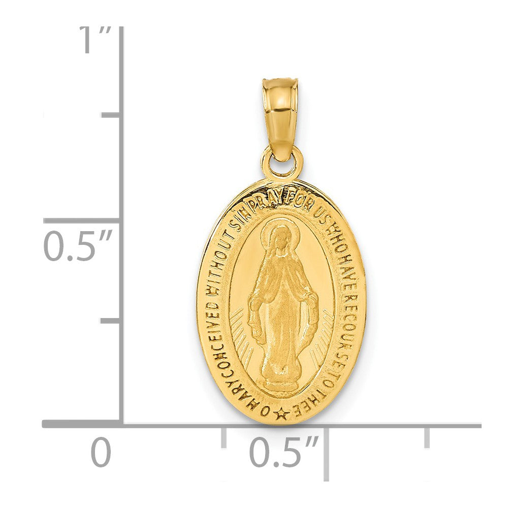 14k Yellow Gold 11 mm Miraculous Medal Pendant (1.59 grams)