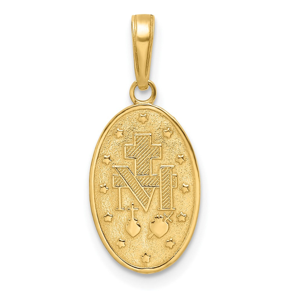 14k Yellow Gold 10.25 mm Red Enameled Miraculous Medal Pendant (1.67 grams)