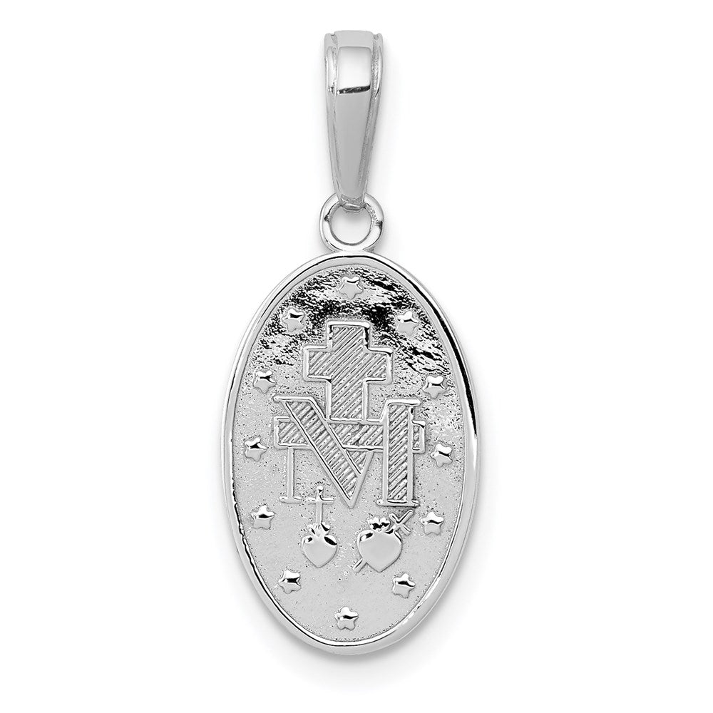 14k White Gold 11 mm Miraculous Medal Pendant (1.47 grams)